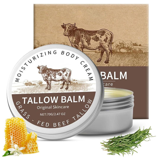 Beef Tallow for Skin, Tallow and Honey Balm, Natural Moisturizer Body Cream, Natural Organic Grass Fed Beef Tallow for Body Moisturizer Skin Care for Sensitive Skin
