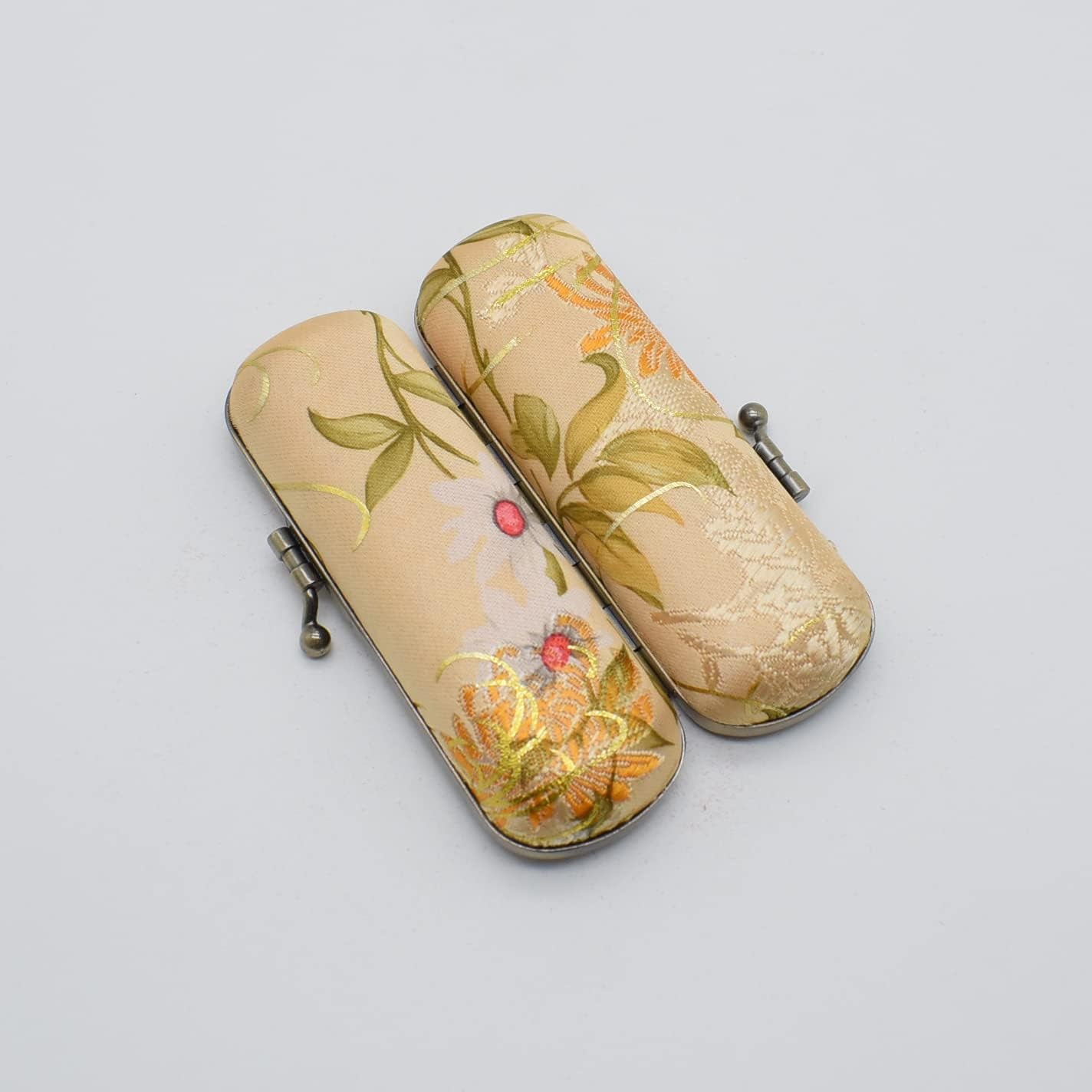 Ladies Floral Lipstick Case Holder with Mirror,Makeup Cases for Women (Yellow)