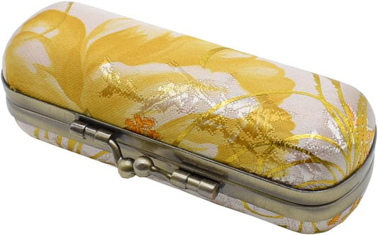 Ladies Floral Lipstick Case Holder with Mirror,Makeup Cases for Women (White)